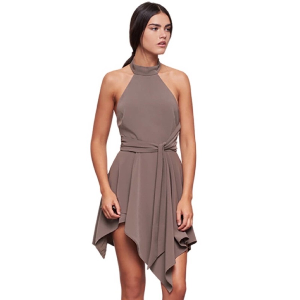 Stylestalker Leila Halter Open Back Dress Sage